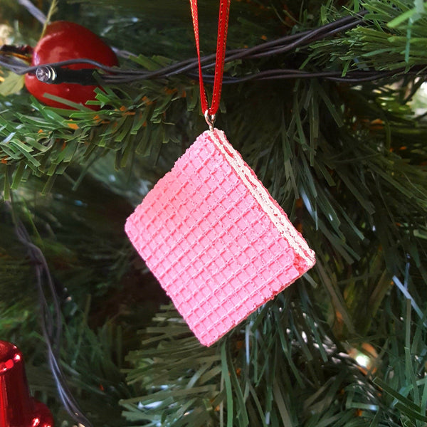 CHRISTMAS TREE DECORATION – PINK WAFER SINGLE