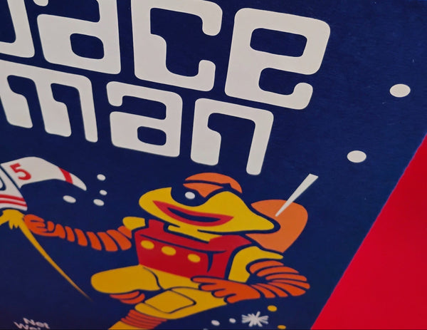 Box with 'Space Man' design featuring a cartoon character, text, and graphics.
